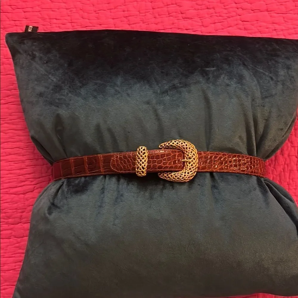Karen Callan Genuine Alligator Leather Belt, L36 inch